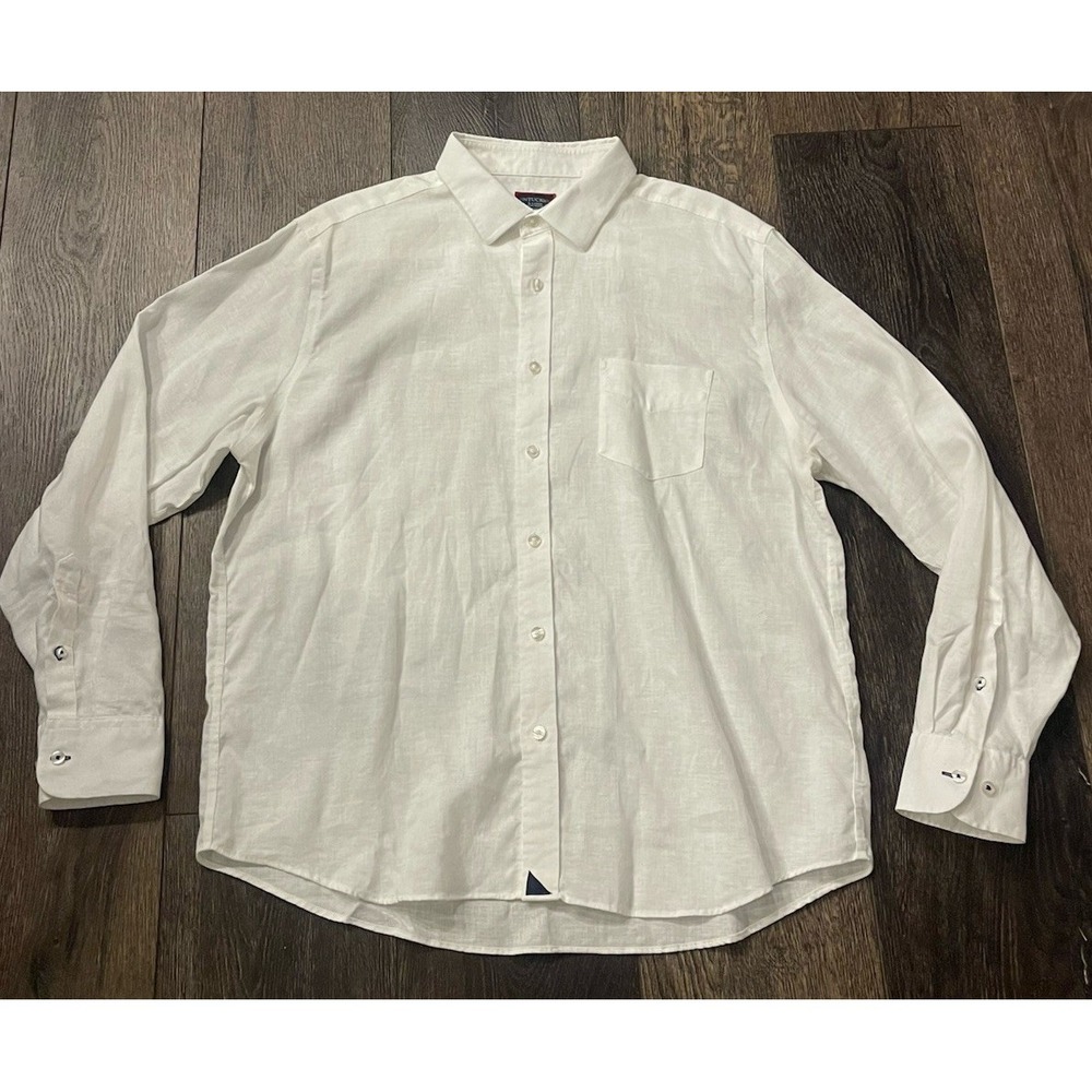 Untuckit Shirt Mens XL 100% Linen Santo Bright White Wrinkle Resistant Button Up